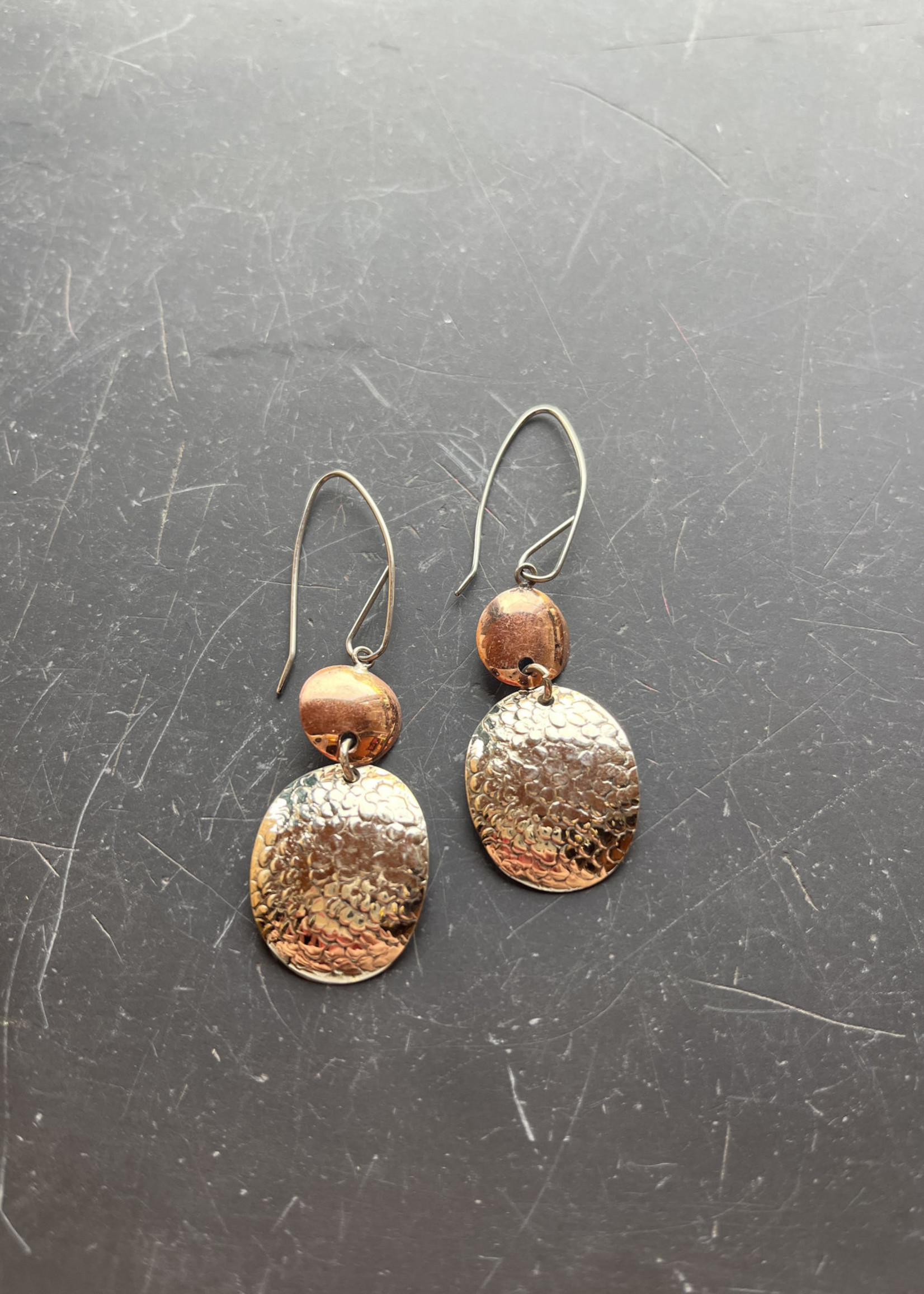 Minga Imports Silver/Brass Oval Royal Earrings