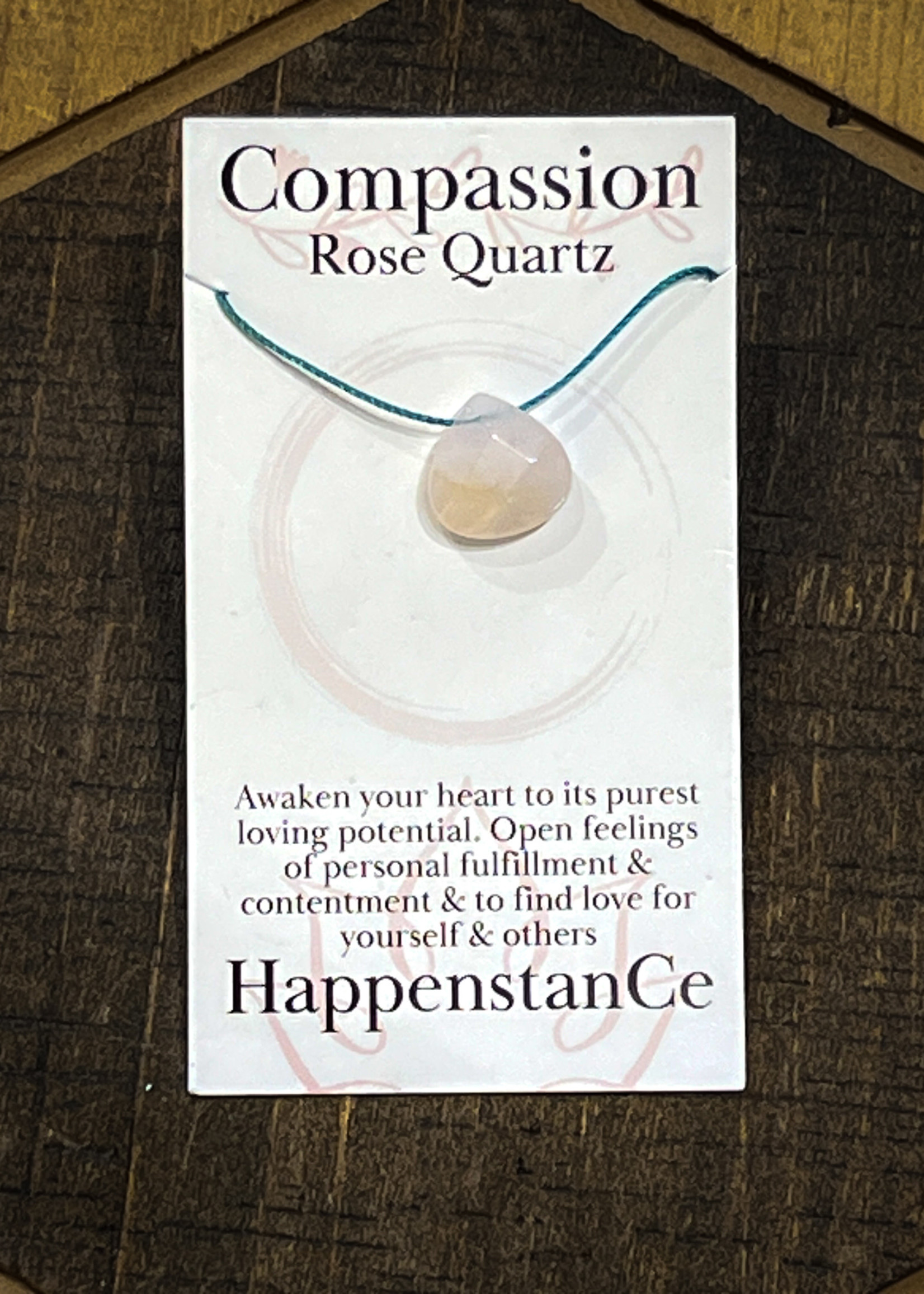 HappenstanCe Compassion Small Rose Quartz Teardrop Necklace