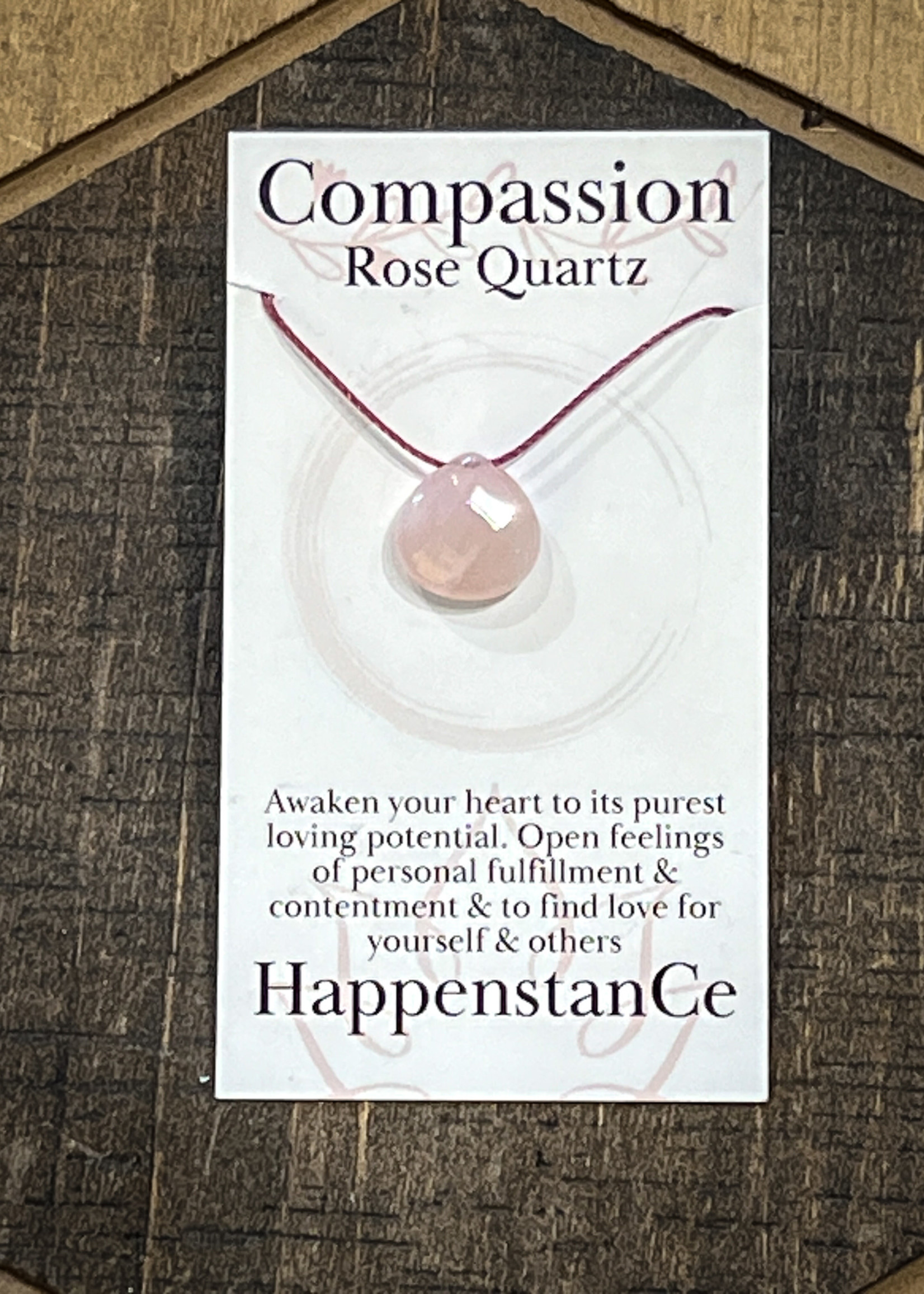 HappenstanCe Compassion Small Rose Quartz Teardrop Necklace