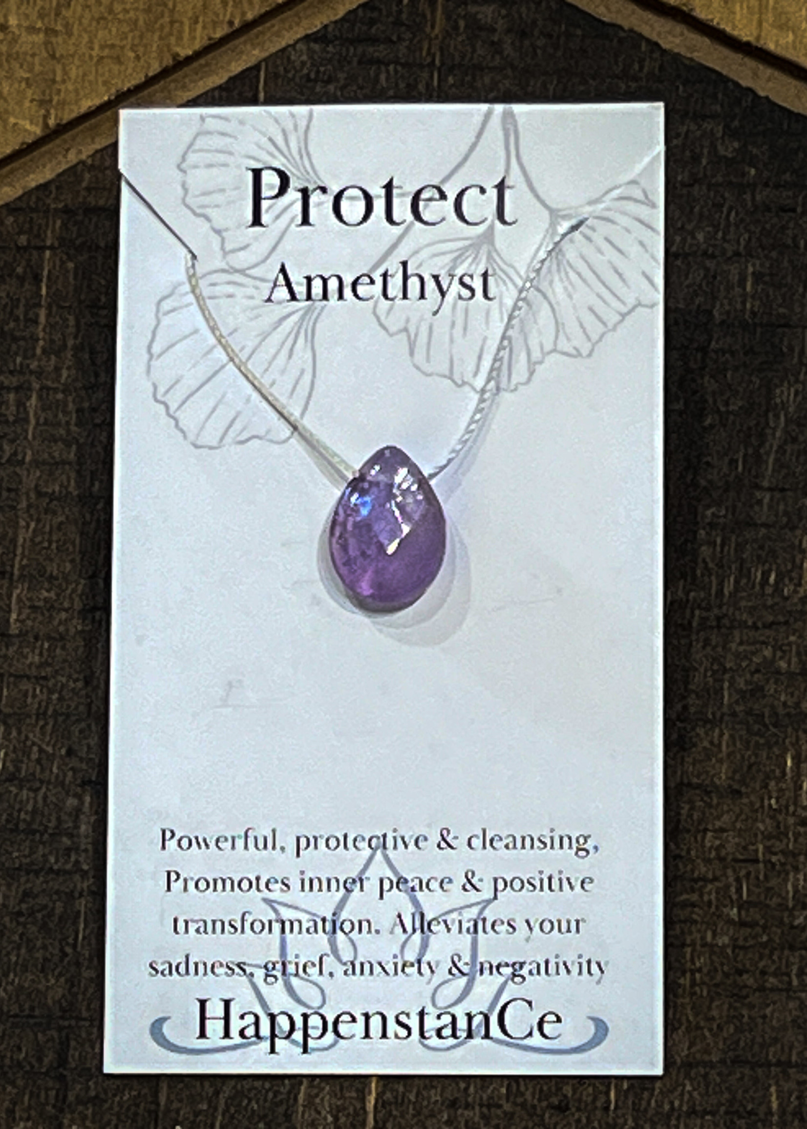 HappenstanCe Protect Small Amethyst Teardrop Necklace