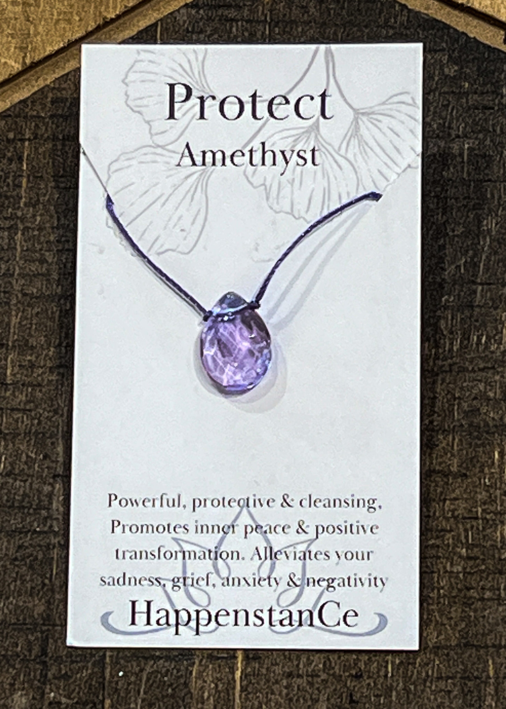 HappenstanCe Protect Small Amethyst Teardrop Necklace