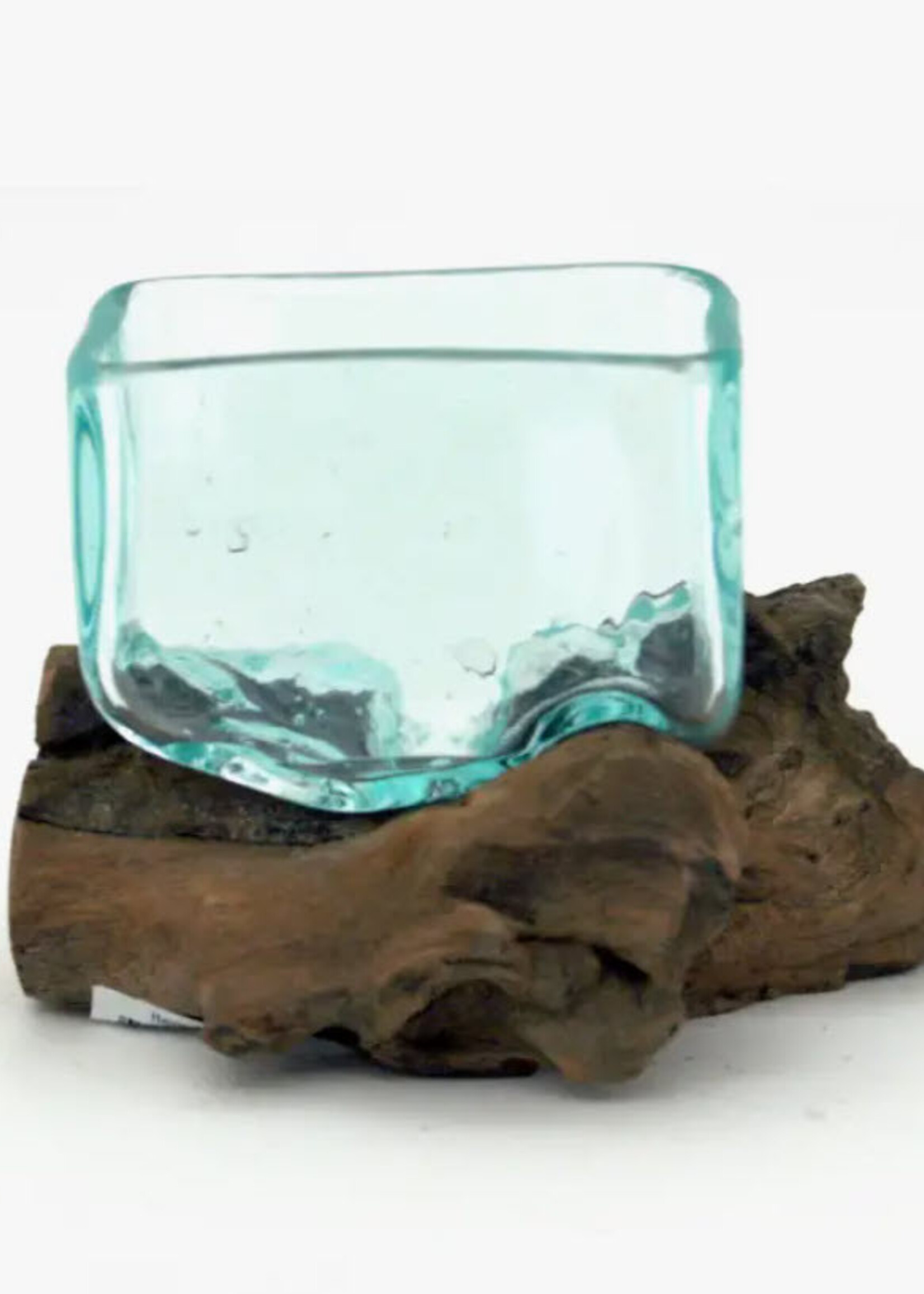 Modern World by Contrast Inc. Xtra Small Driftwood Rectangle Molton Glass Bowl
