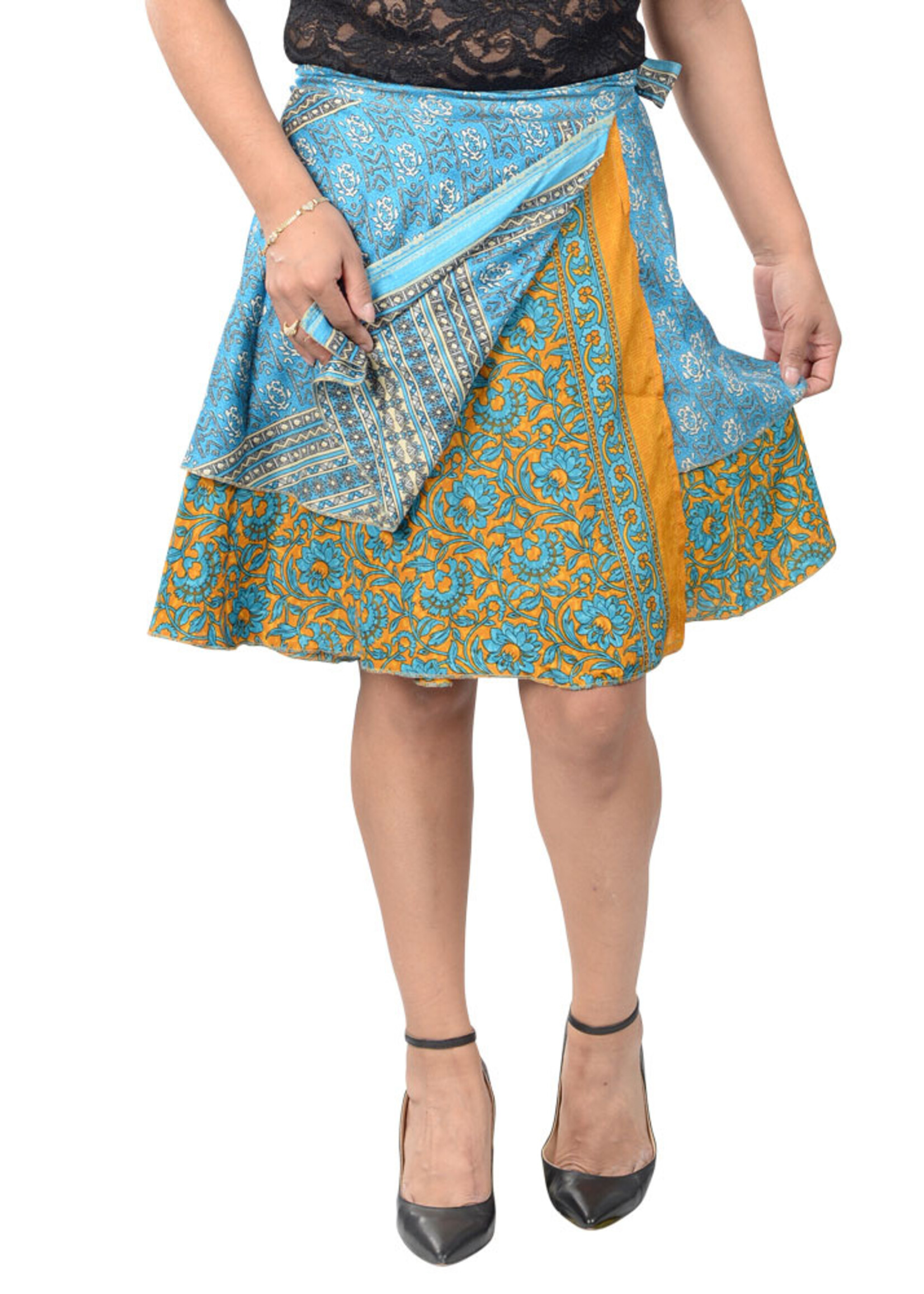 Benjamin International Recycled Sari Wrap Mini Skirt