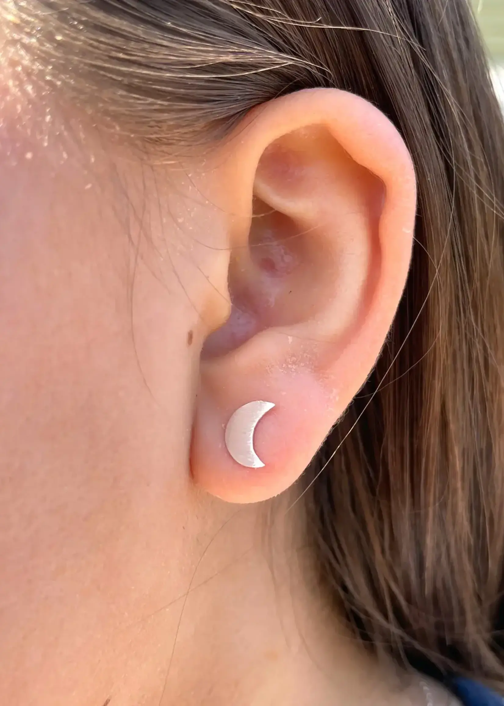 Sterling Silver Half Moon Post Earrings