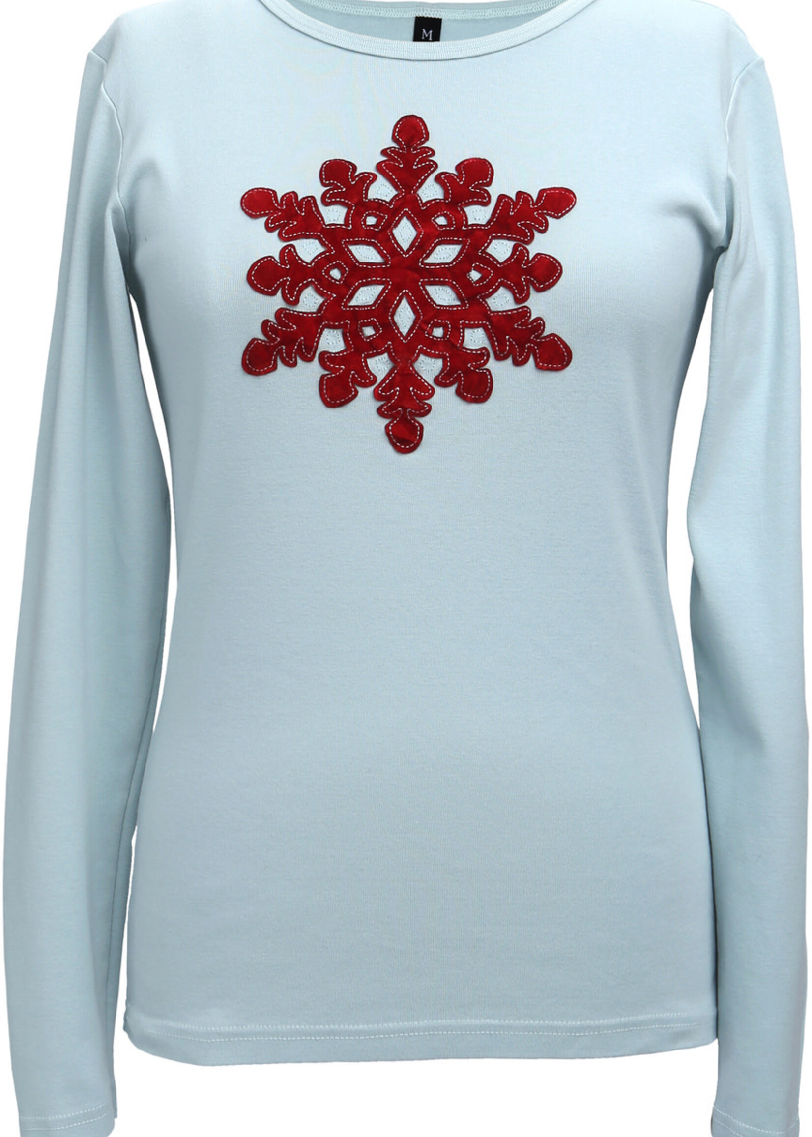 Green 3 Apparel Appliqué Velvet Snowflake LS (Soft Teal)