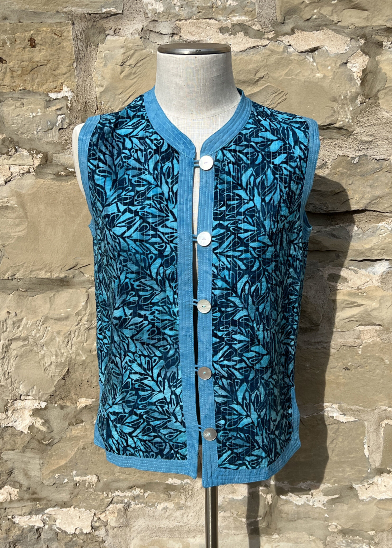 Just Jill Batiked Reversible Button Vest