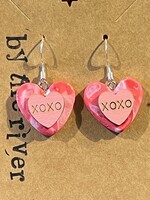By the River Jewelry XOXO Pink Heart Earrings