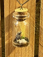 Glass Bottle Morel Pendent Necklace