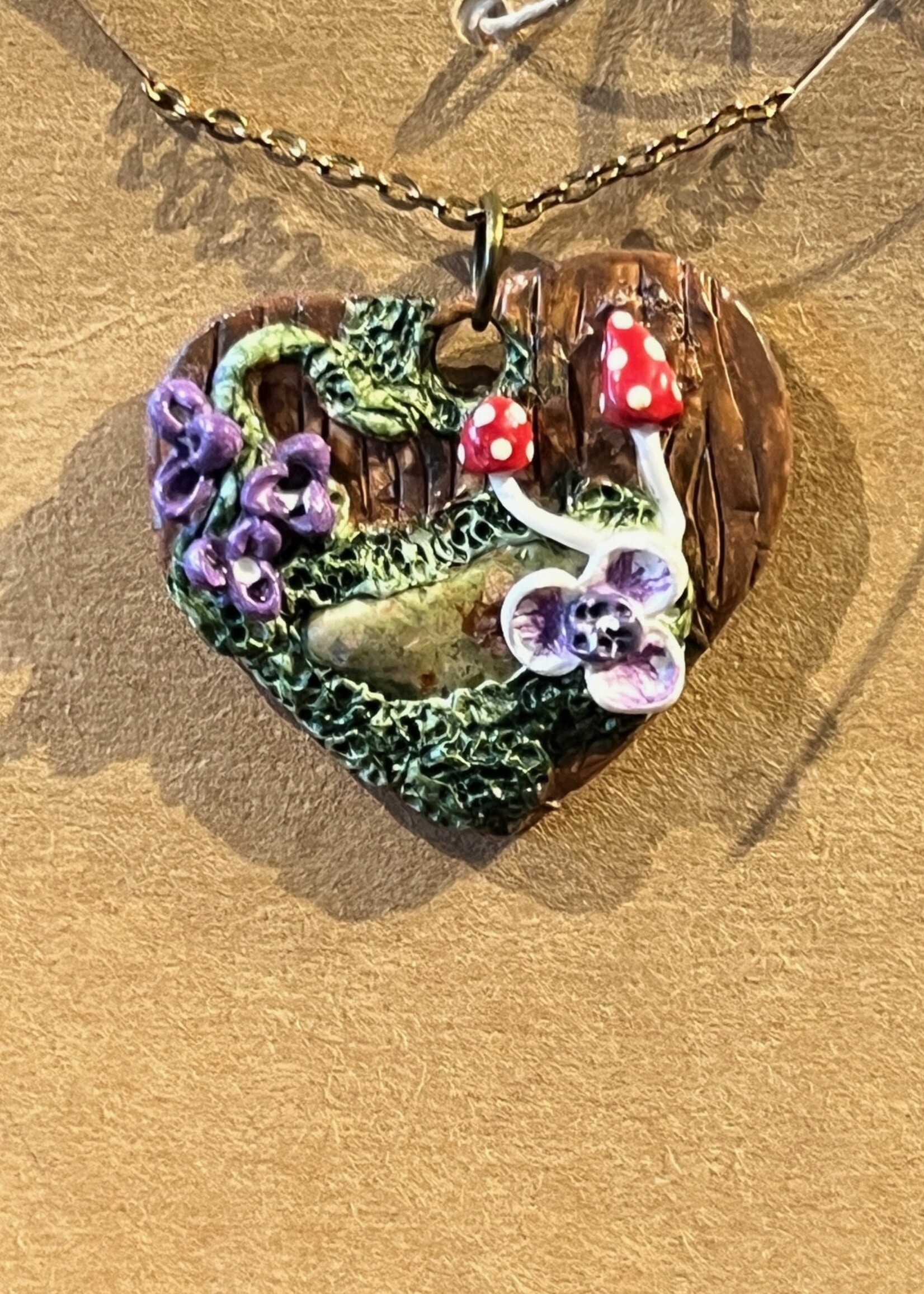 By the River Jewelry Heart Stone Mushroom Pendent