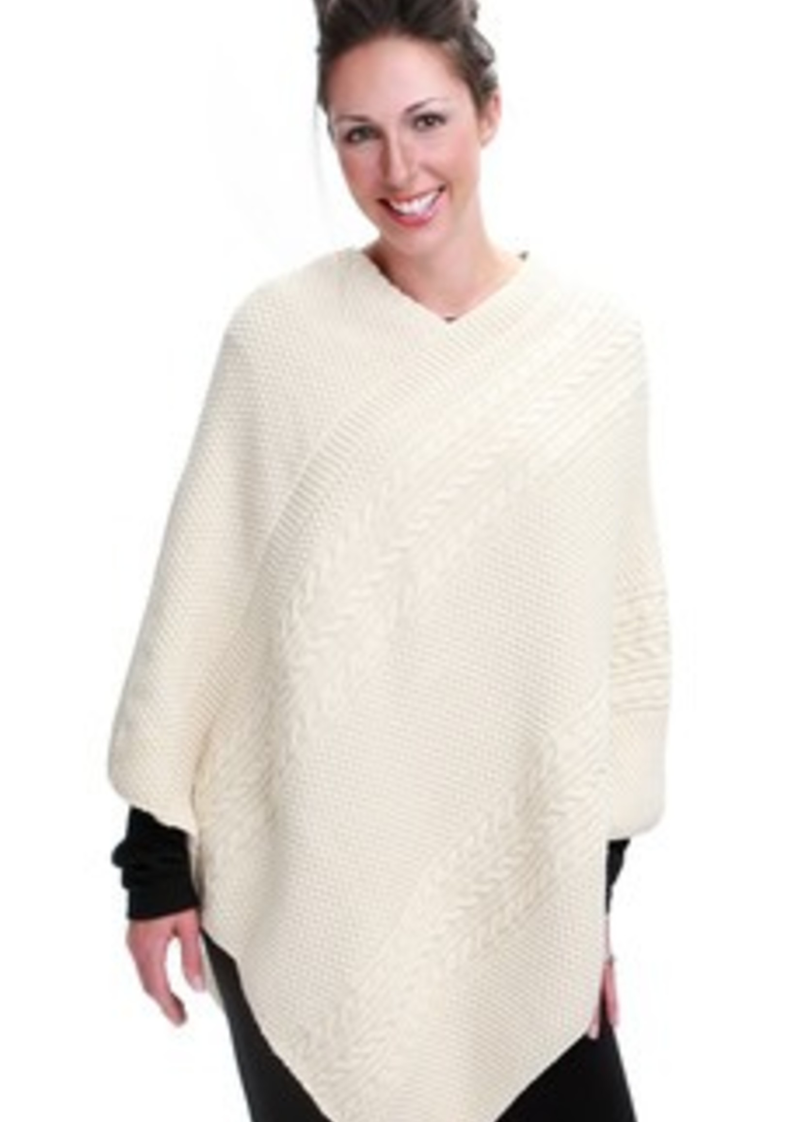 Green 3 Apparel Natural Cotton Cable Poncho