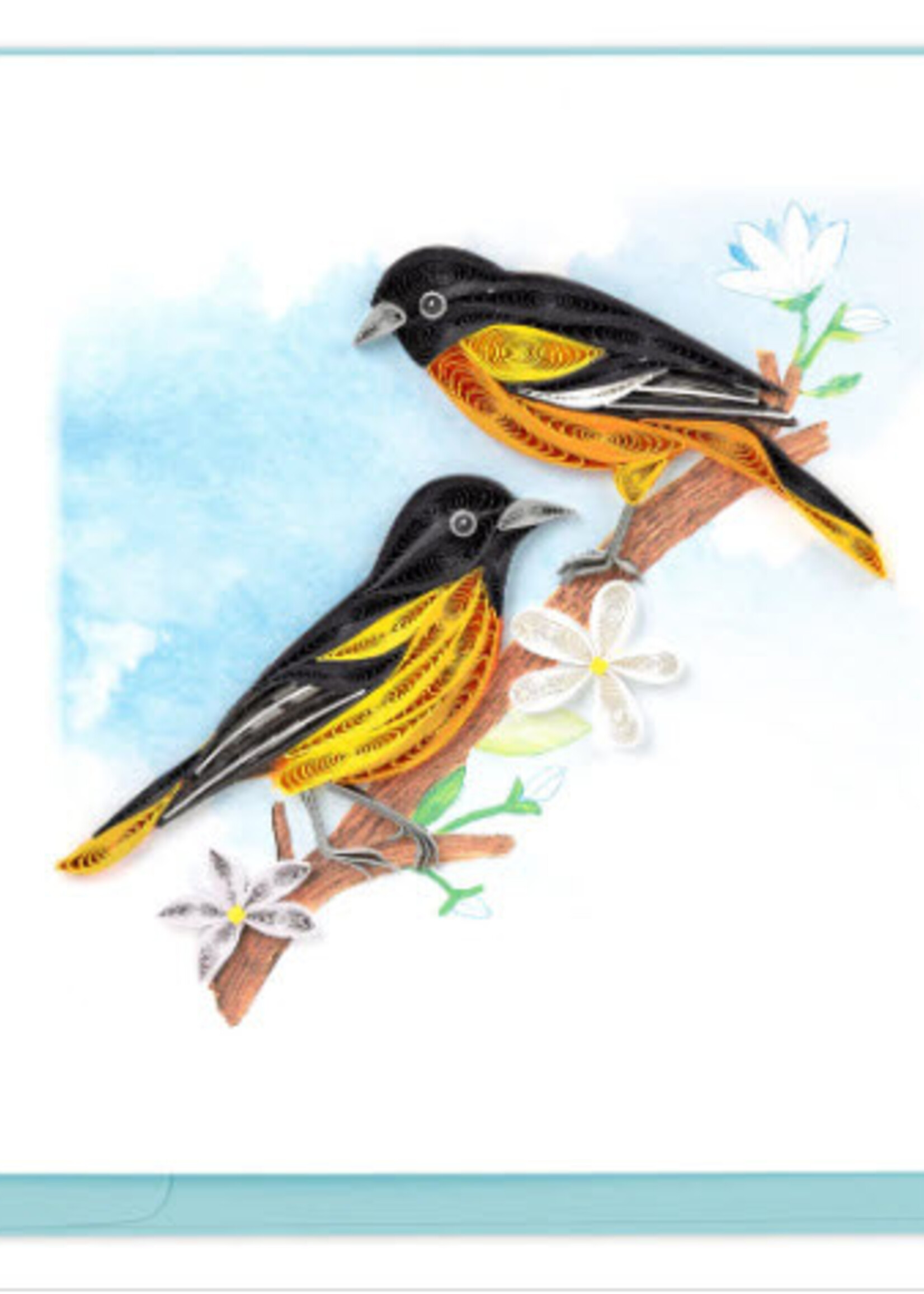 Quilling Card Baltimore Oriole Birds Quilled Greeting Card