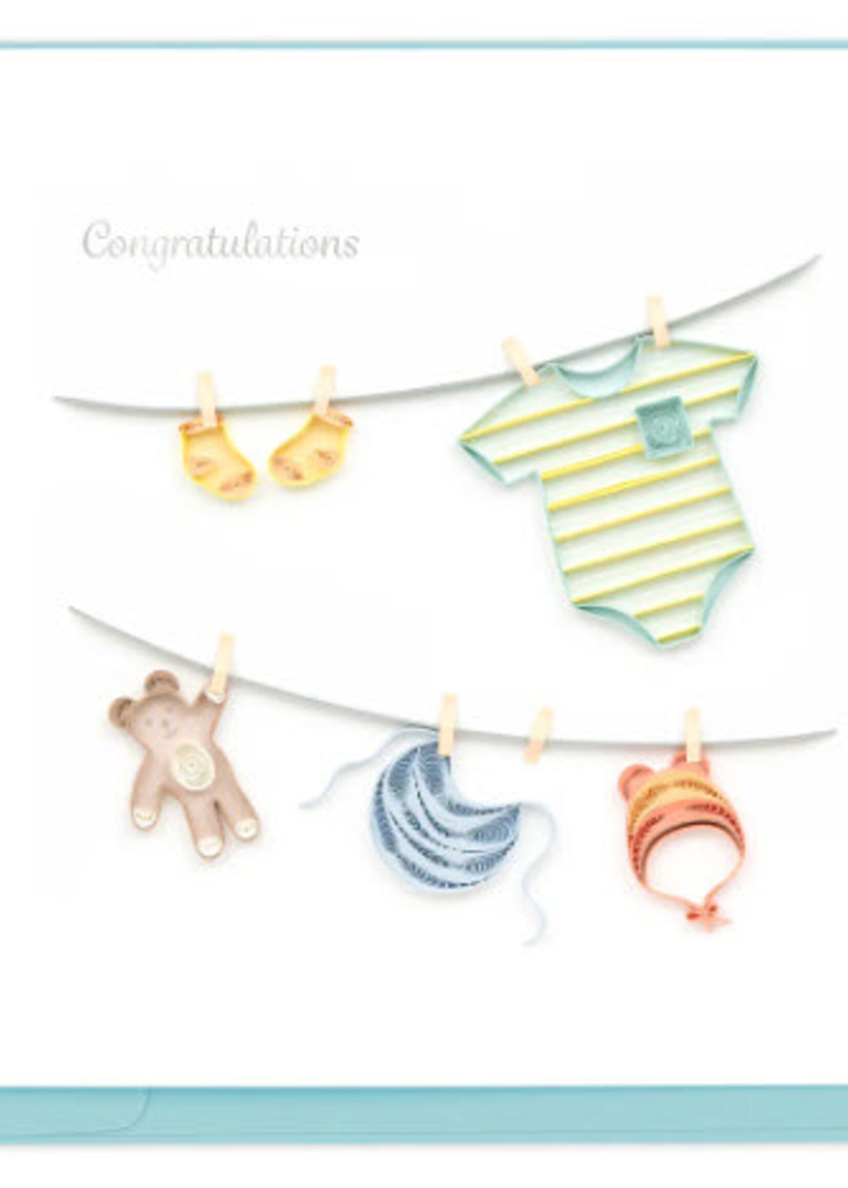 Quilling Card Baby Clothesline Quilled Greeting Card
