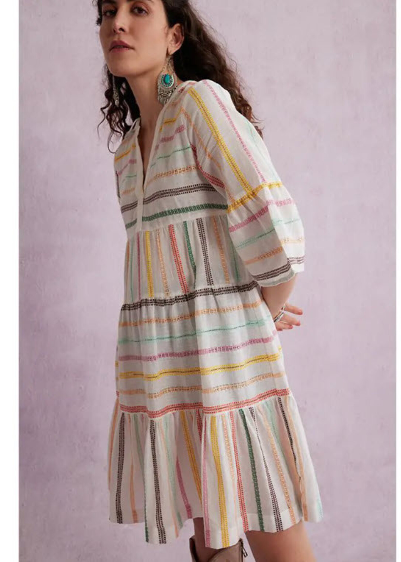 Myra Bag Spring Skies V-Neck Mid-Sleeve Dress