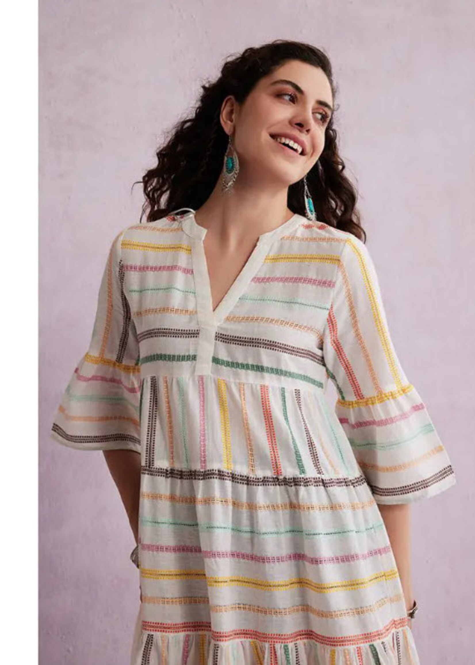 Myra Bag Spring Skies V-Neck Mid-Sleeve Dress