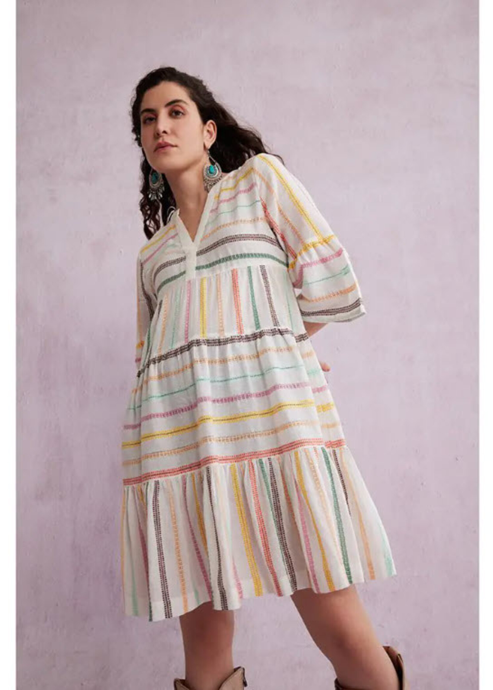 Myra Bag Spring Skies V-Neck Mid-Sleeve Dress