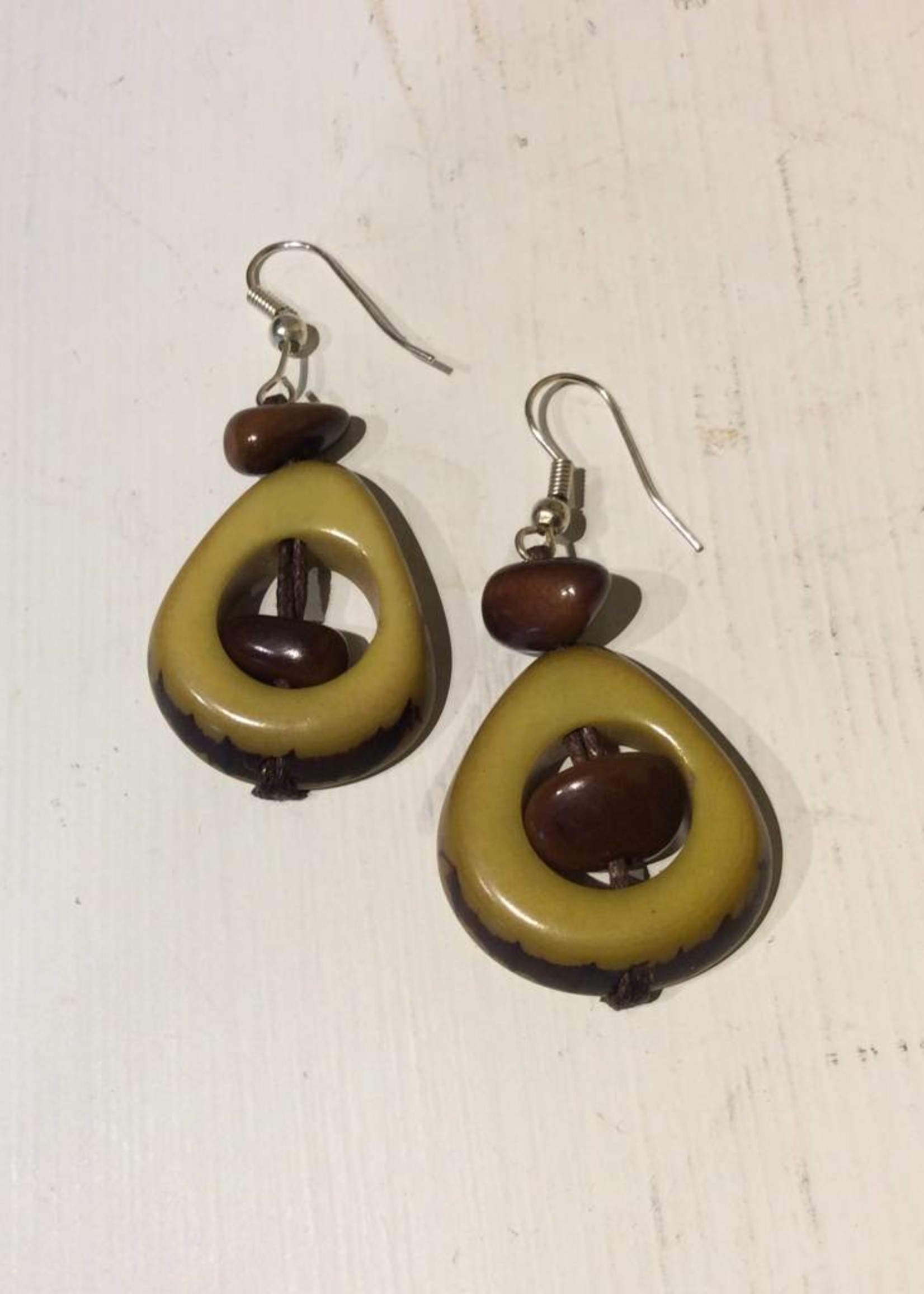 Tagua Thick Slice & Chip Earrings