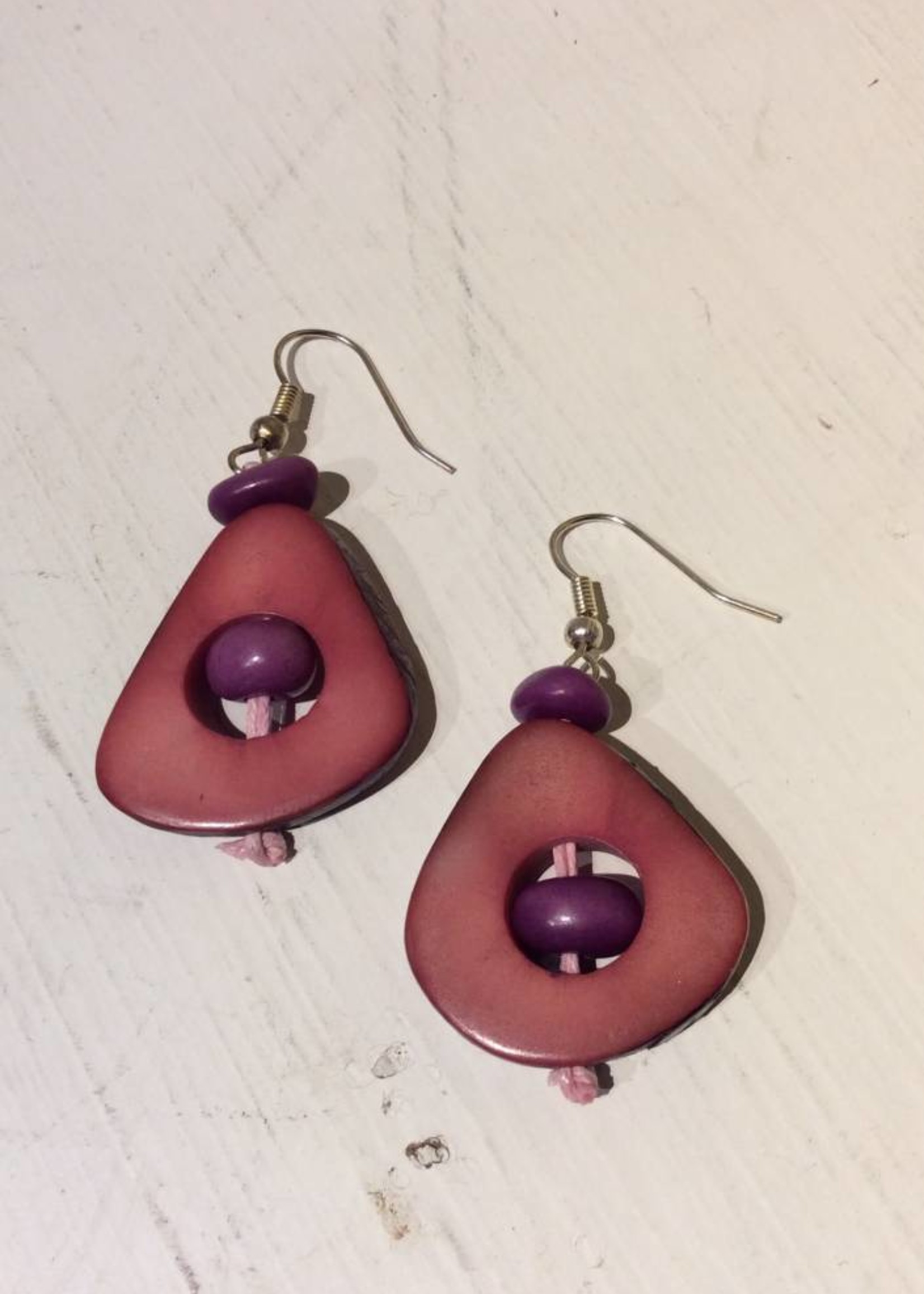 Tagua Thick Slice & Chip Earrings