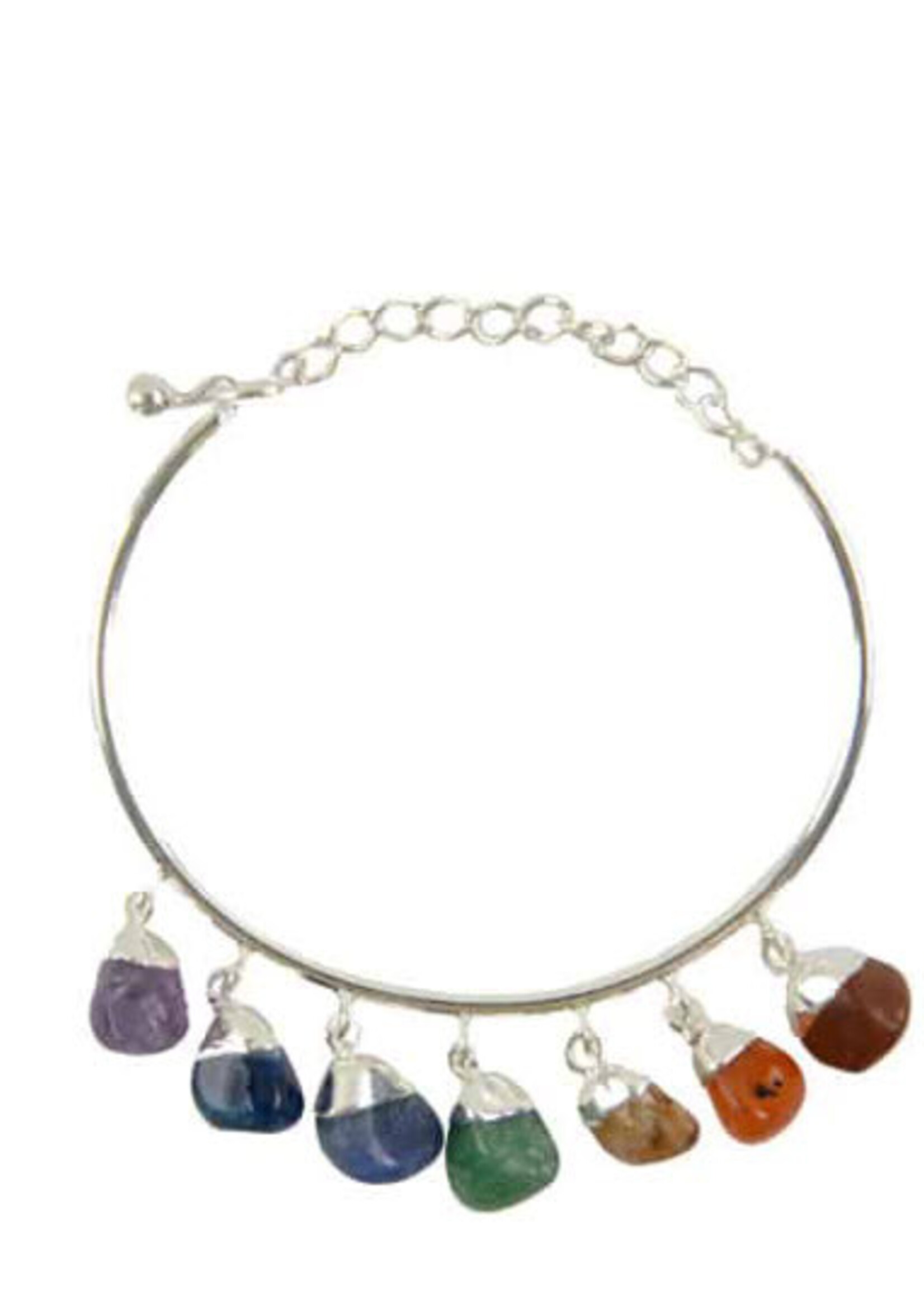 Minga Imports 7 Stone mineral charm chakra bracelet