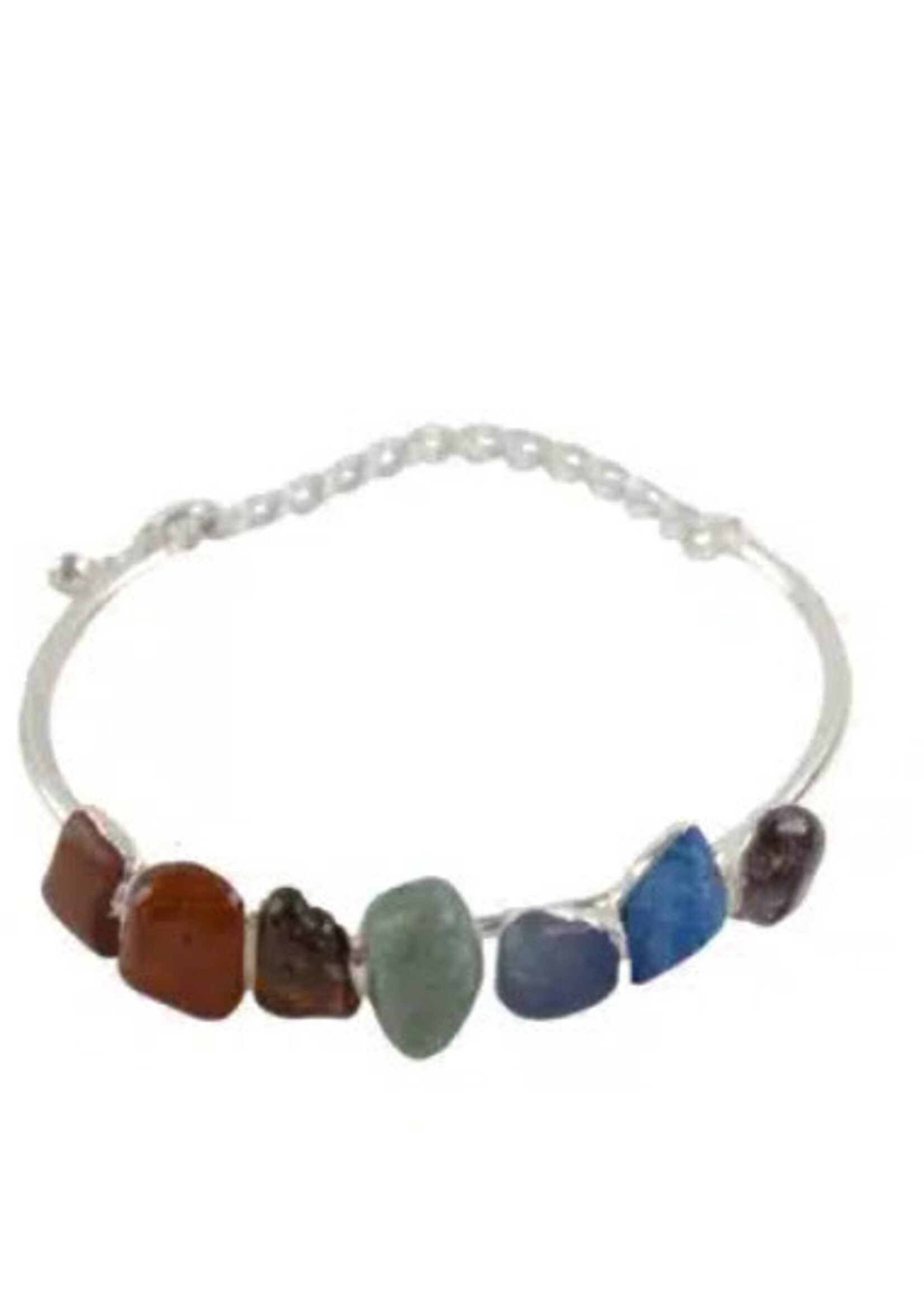 Minga Imports 7 Stone mineral charm chakra bracelet