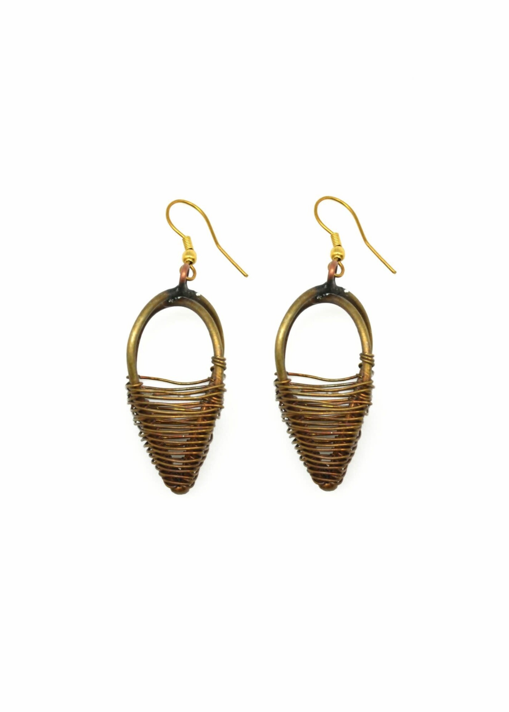 Basketweave pointed frame woven earrings