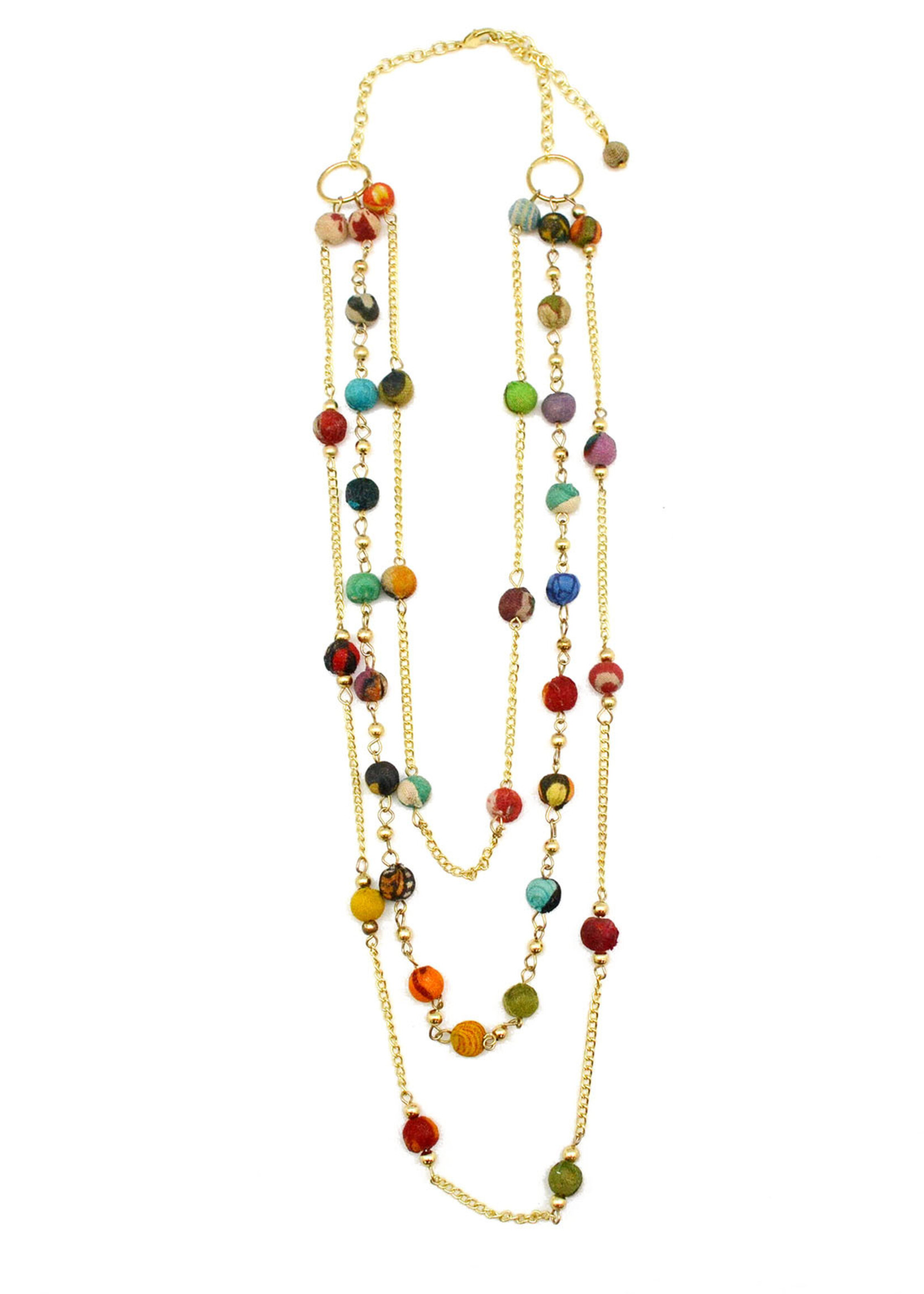 Multi-layered beaded kantha neckalce