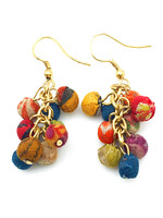 Kantha cluster dangle earrings