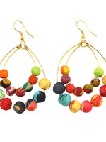 Kantha hoops w/ beads earrings