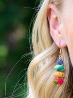 Wide rnd. disc beads drop earrings