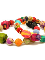 Kantha mixed beads set of stretch bracelet