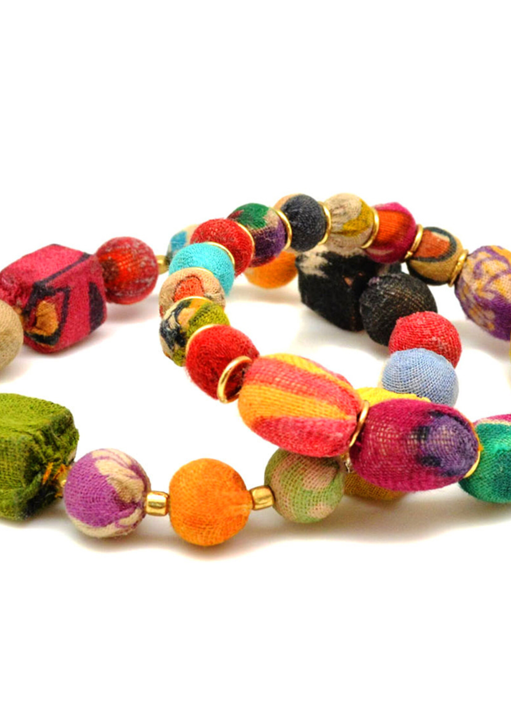 Kantha mixed beads set of stretch bracelet