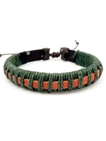 Aadi Leather Green Cord Mens Bracelet