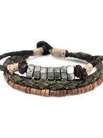 Aadi Beaded Leather Nuts Mens Bracelet