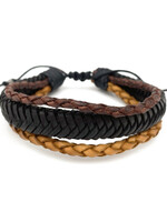 Aadi 3 Braided Leather Mens Bracelet