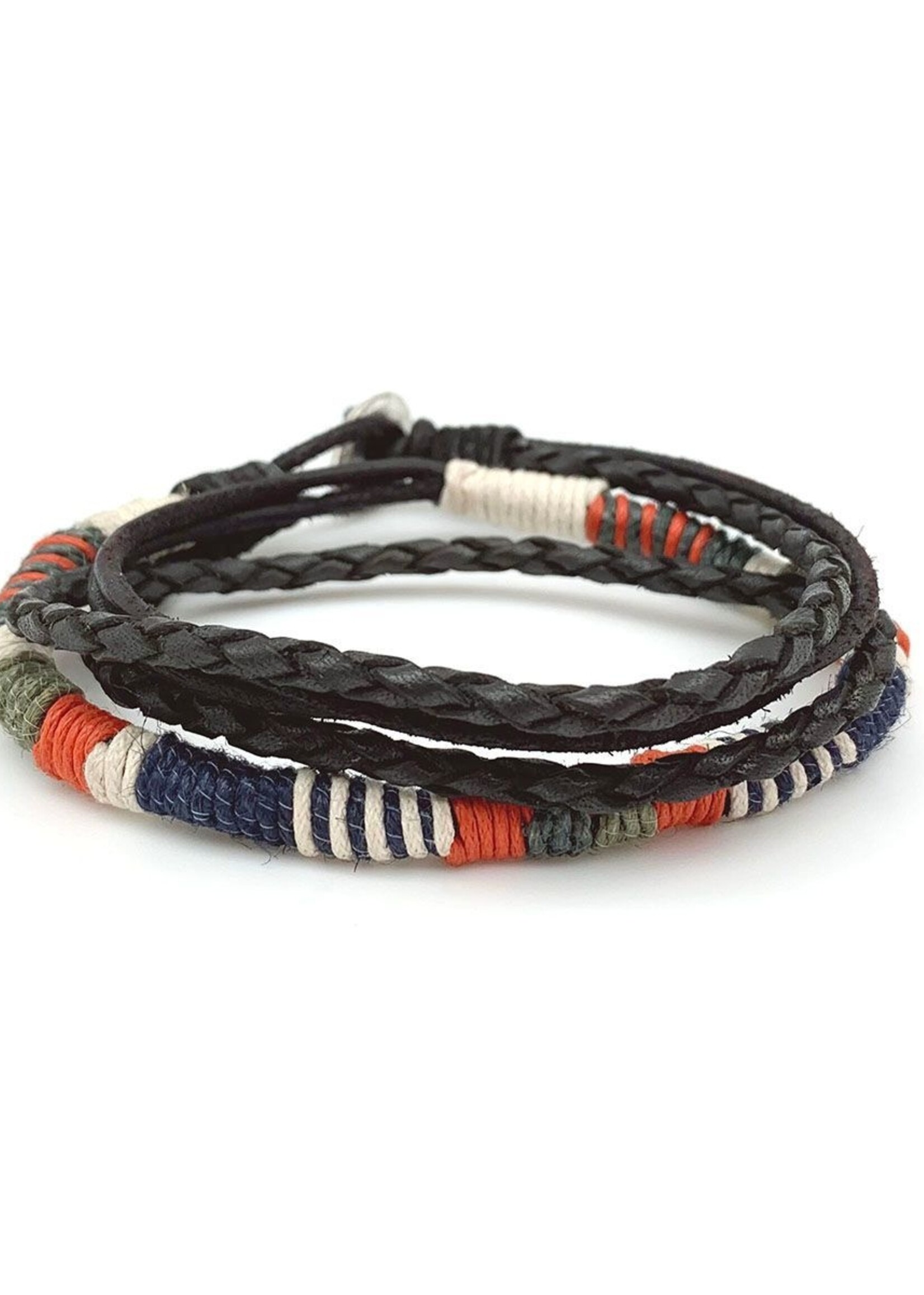 Aadi Braided w/ Orange Green Blue Twine Mens Bracelet