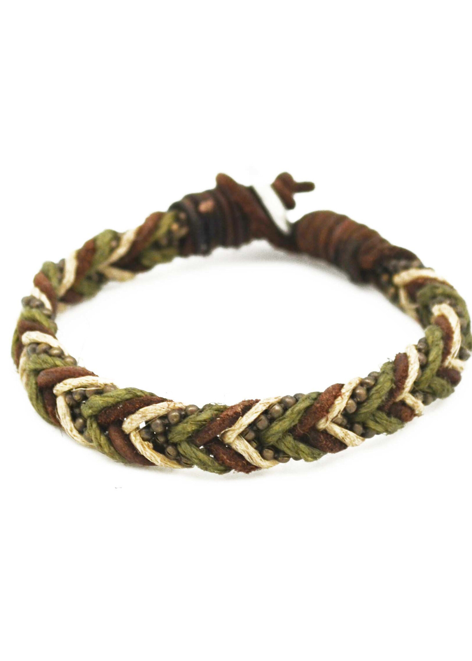 Aadi Recycled Leather & Jute Cord Mens Bracelet