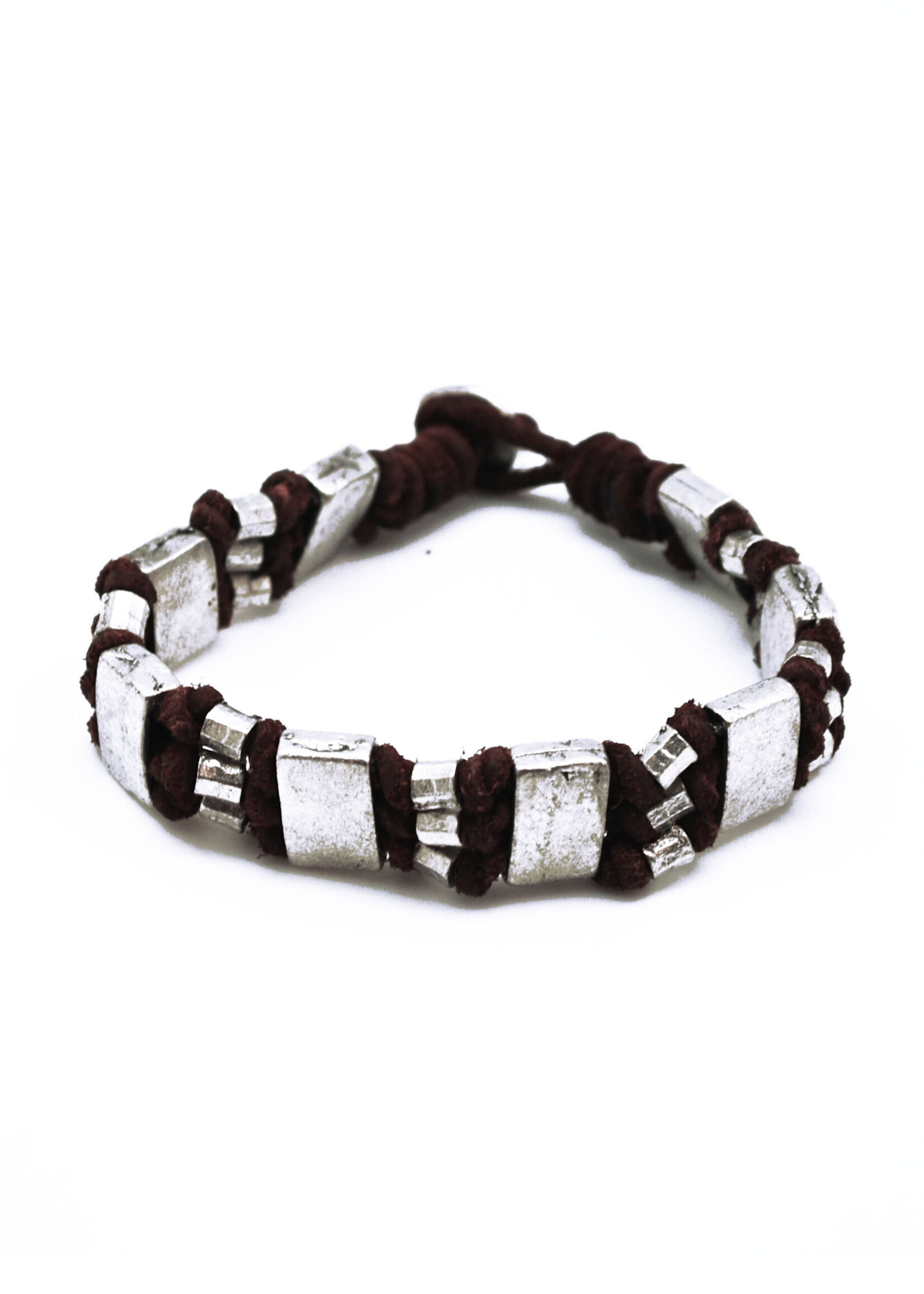 Aadi Recycled Aluminum Jute And Leather Cord Mens Bracelet