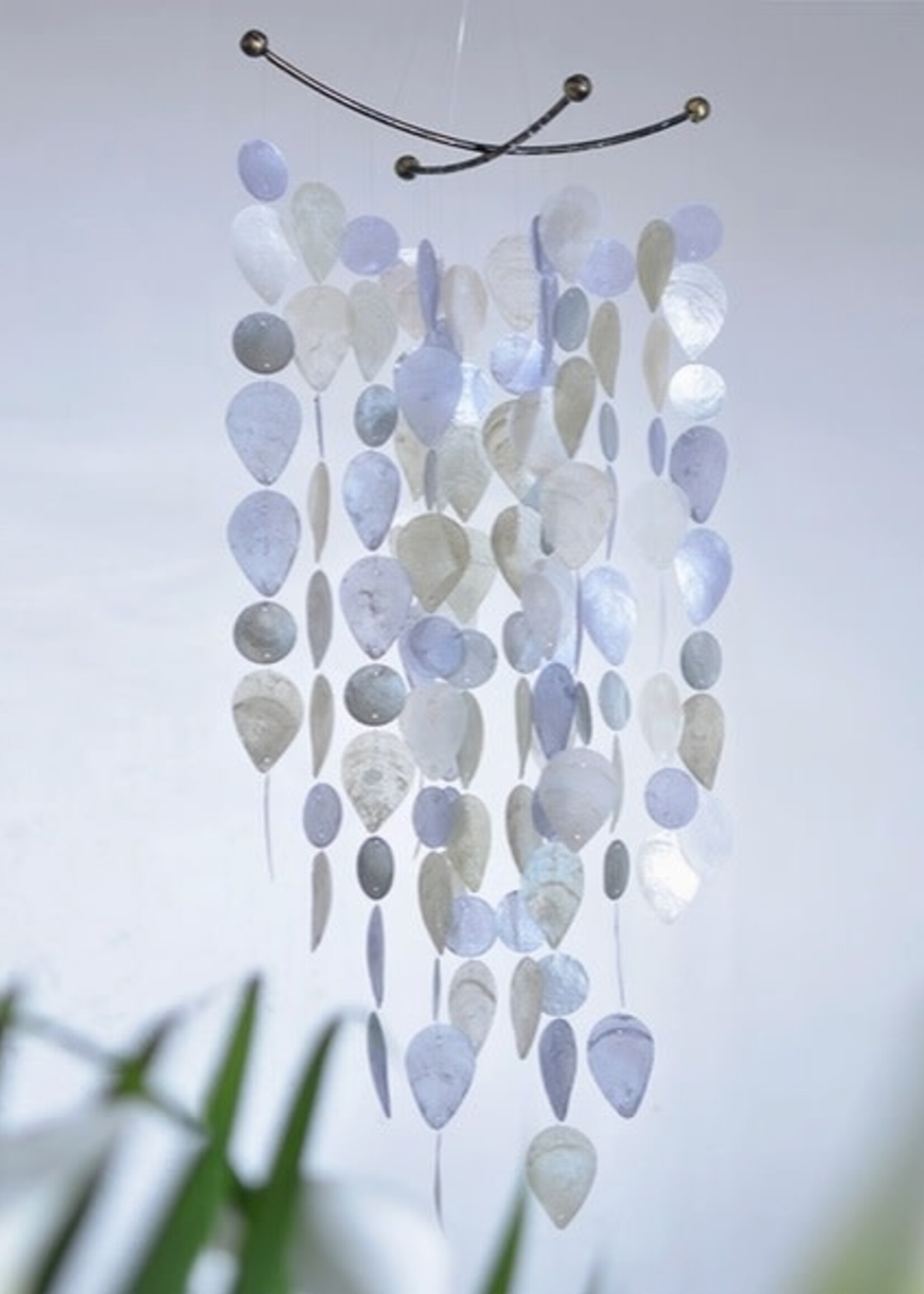 Capiz Shell Leaf Chime - Silver Lining