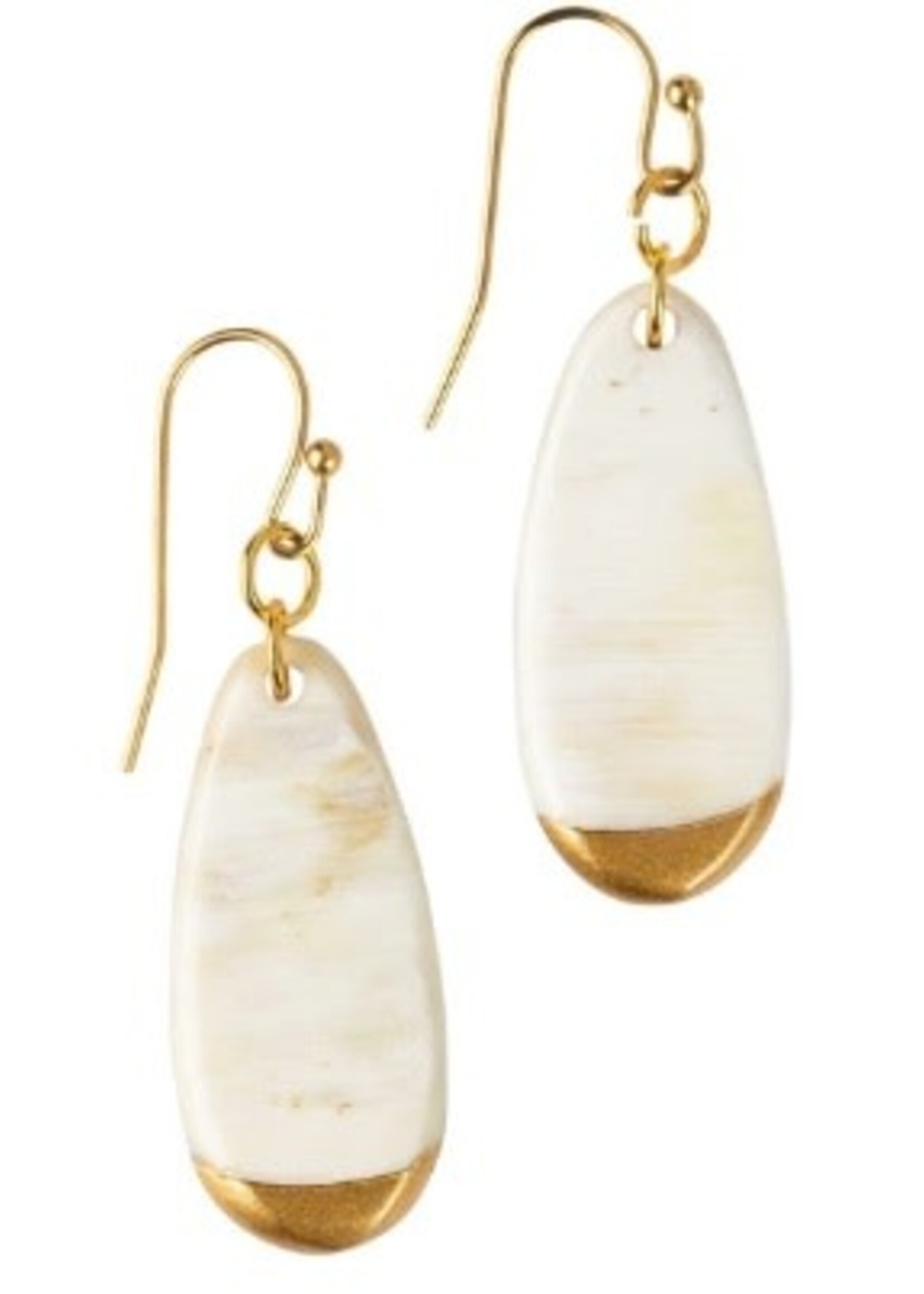 Oval light horn earrings