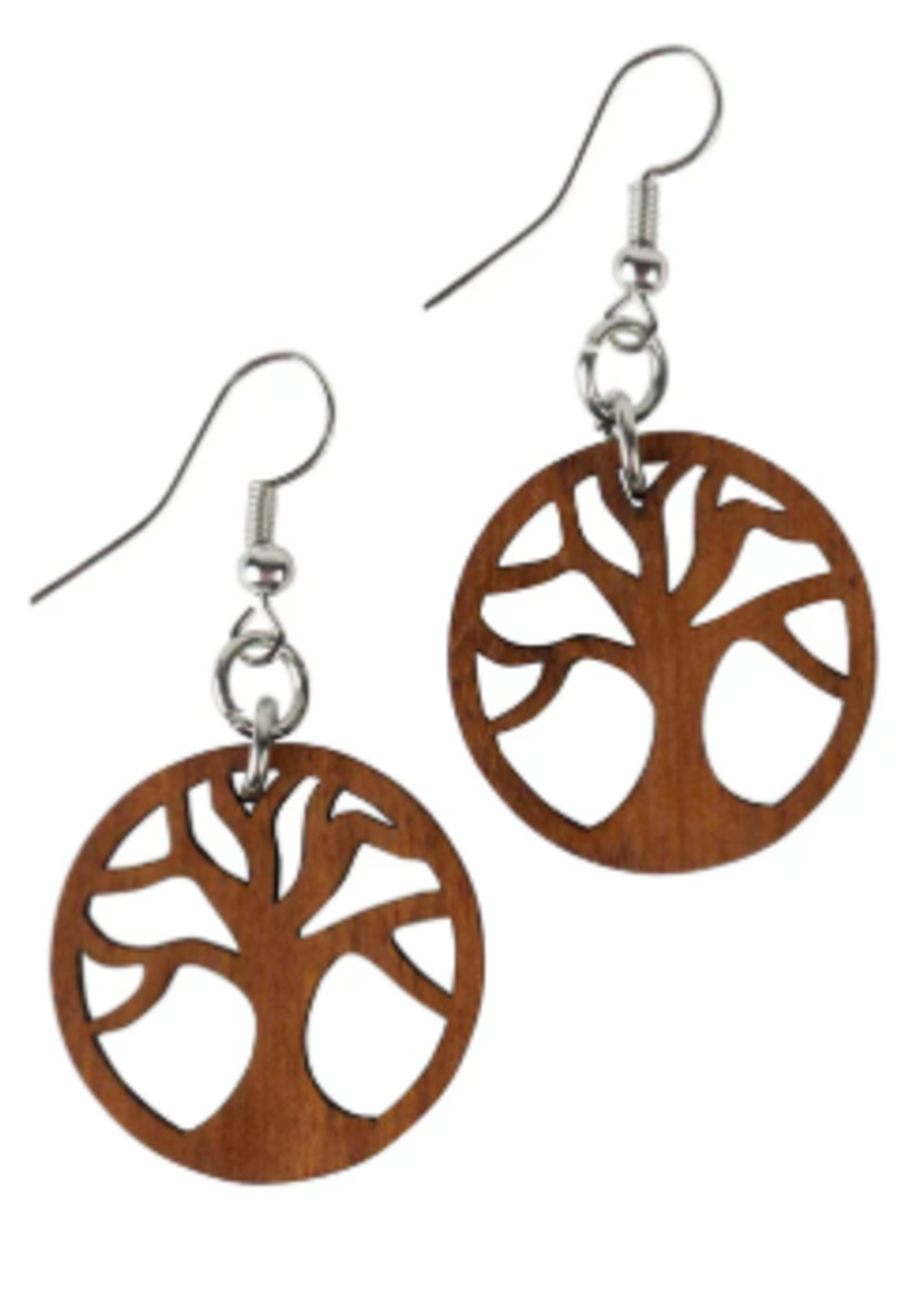 Tree of life dangle wood earrings