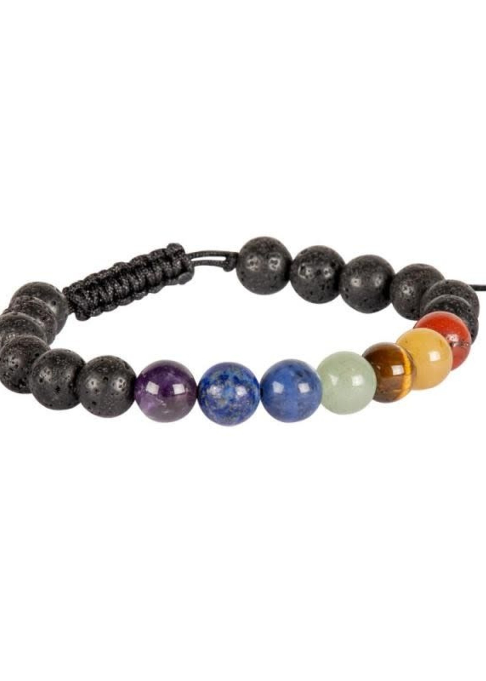 Benjamin International Adjustable Lava & Chakra Beaded Bracelet