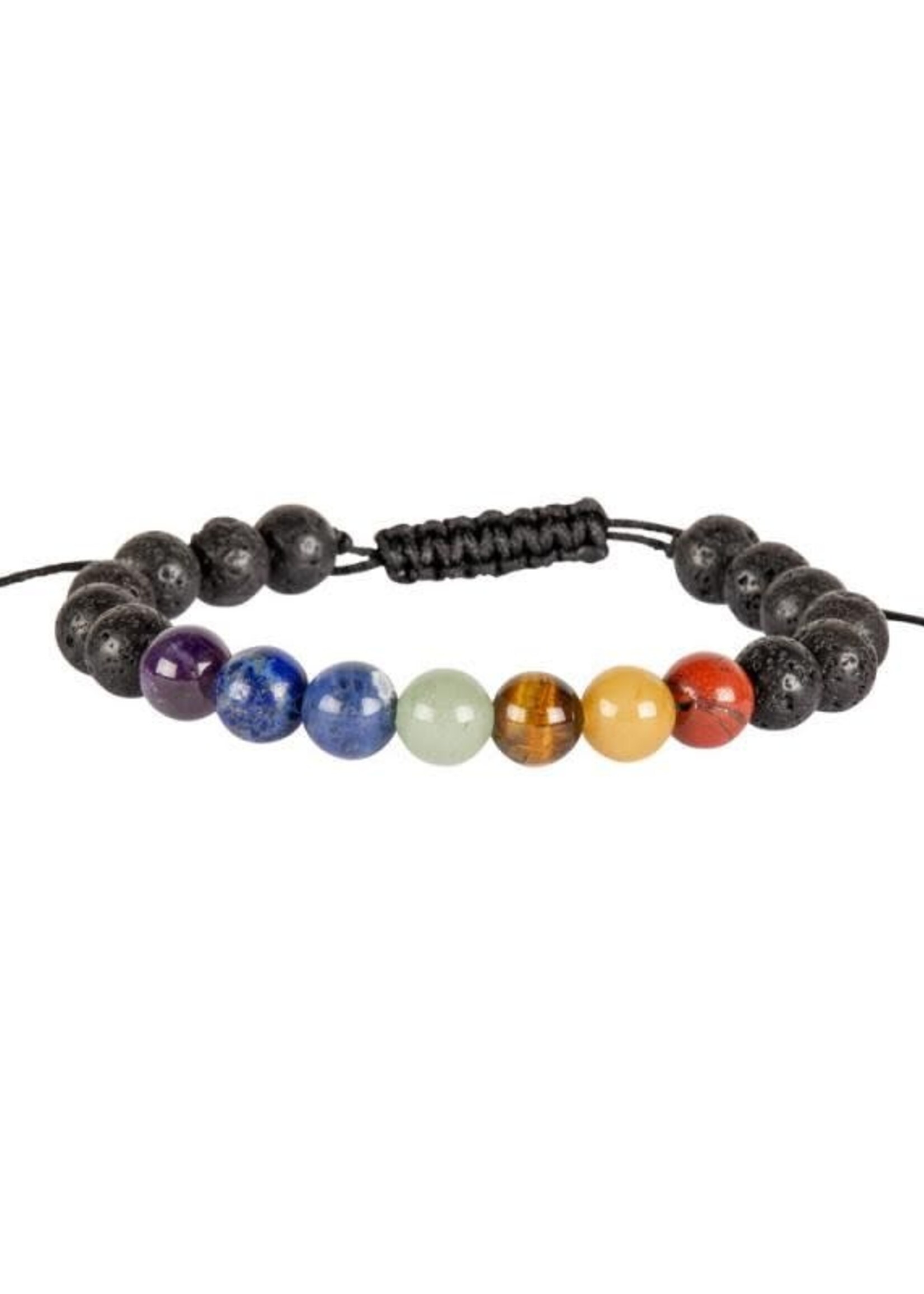 Benjamin International Adjustable Lava & Chakra Beaded Bracelet