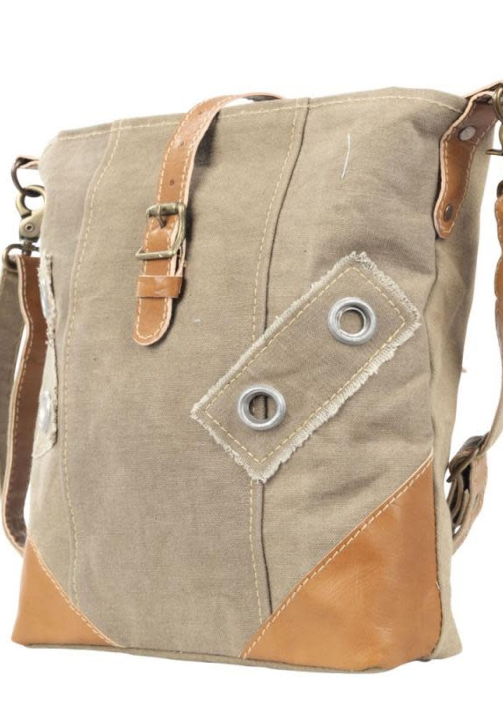 Canvas leather crossbody bag