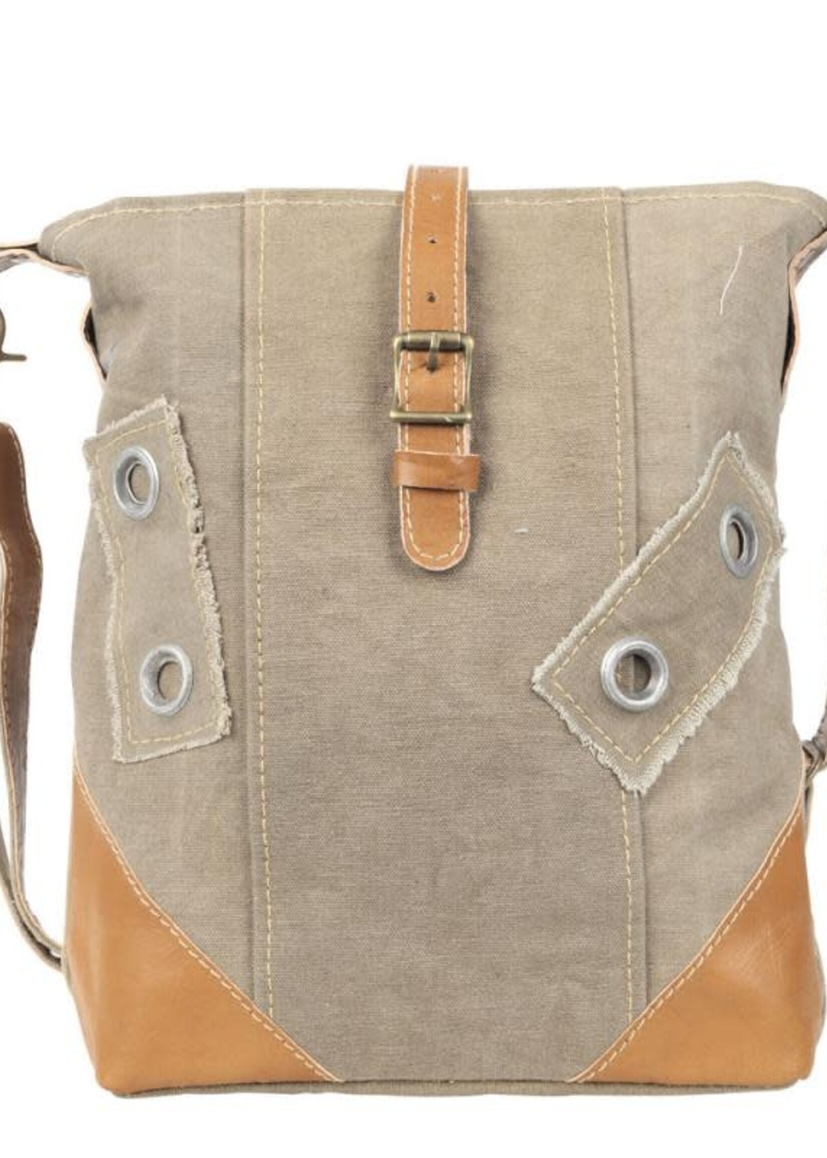 Canvas leather crossbody bag