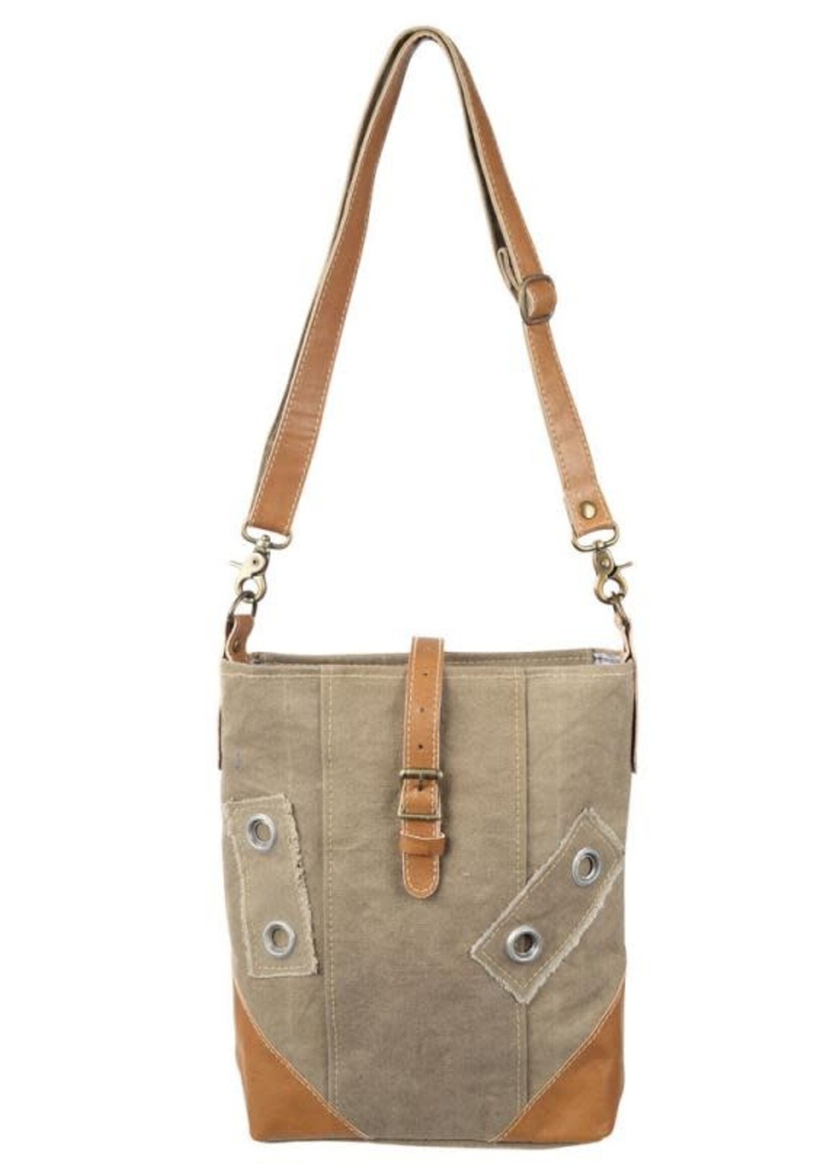 Canvas leather crossbody bag
