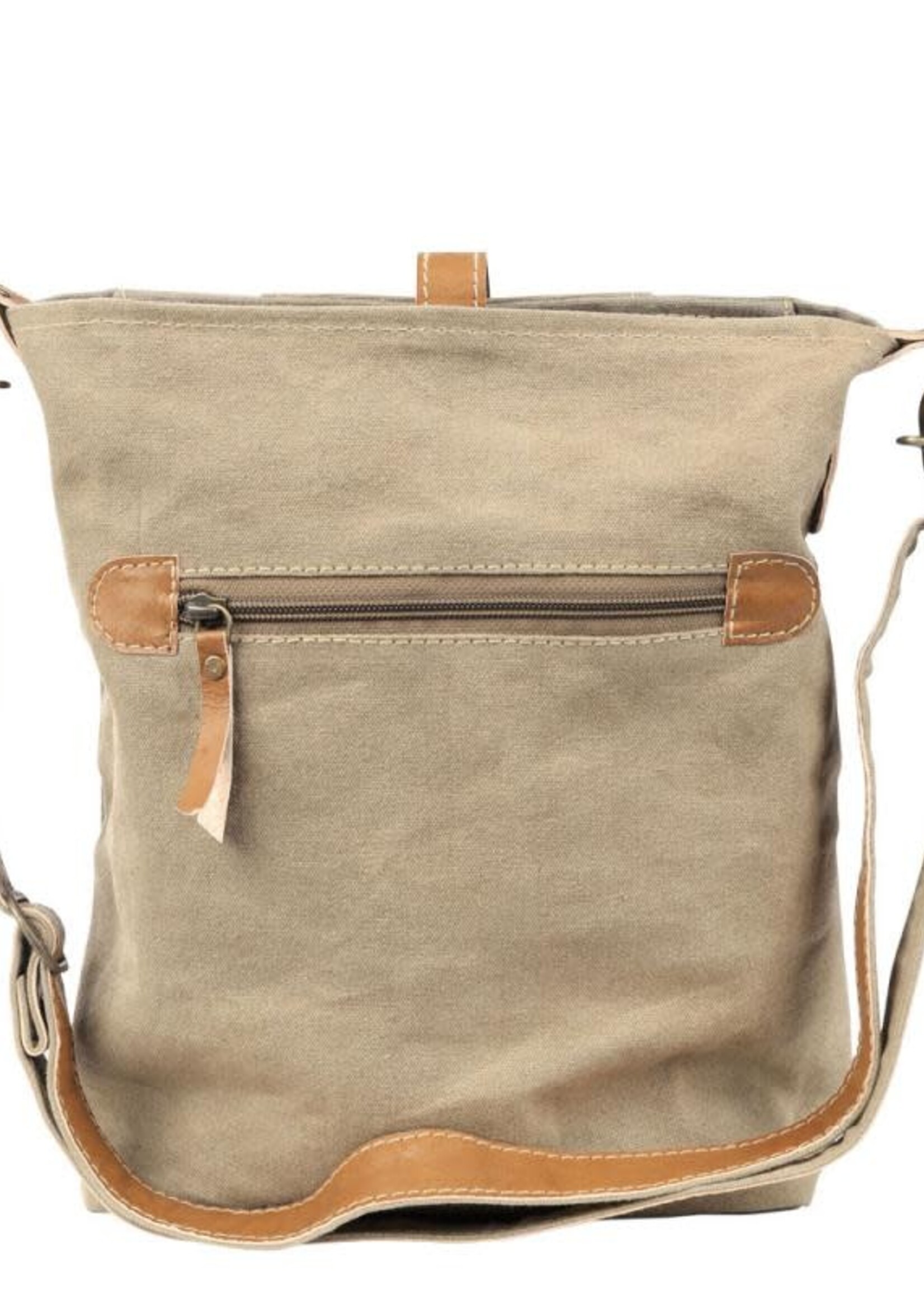Canvas leather crossbody bag