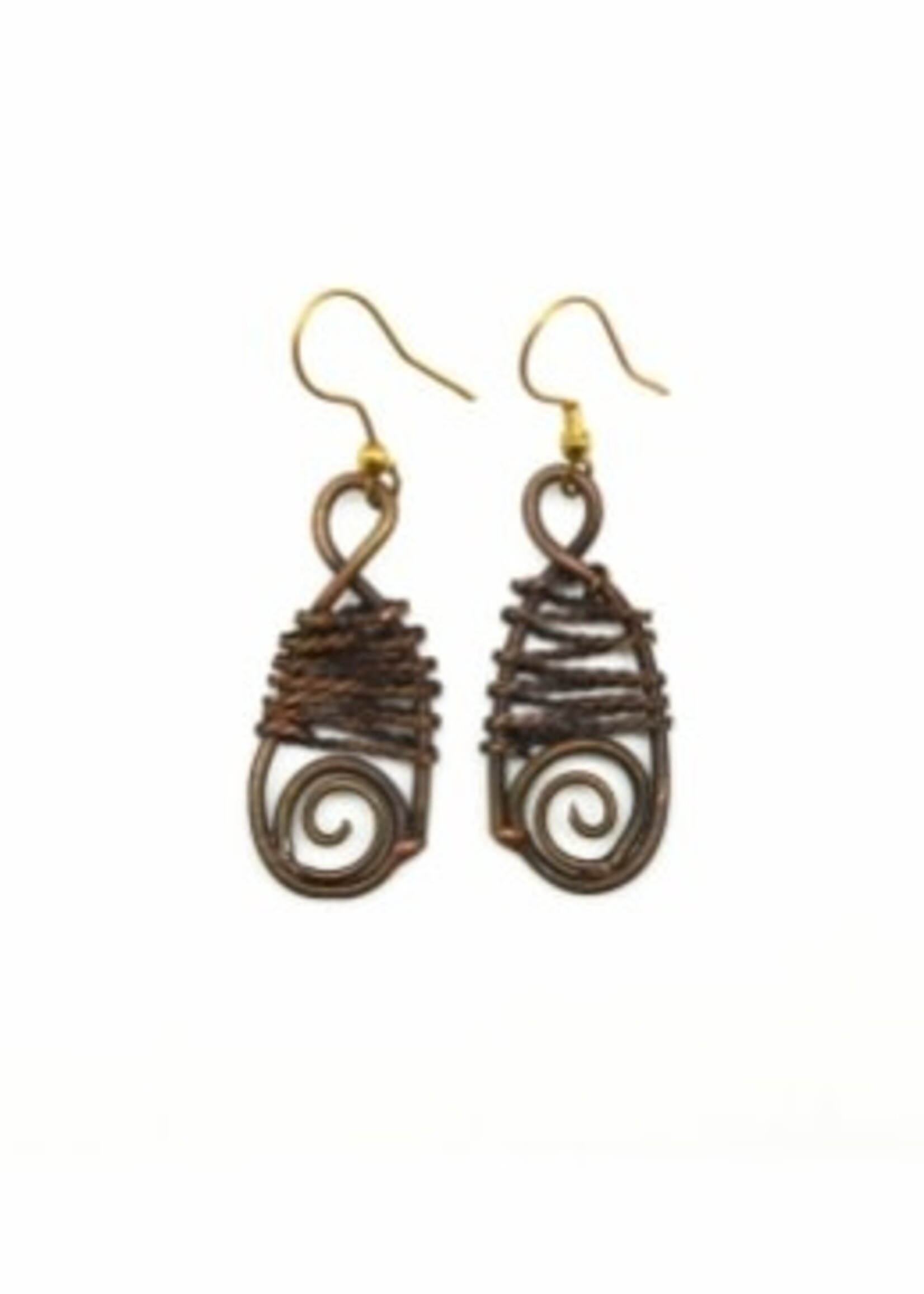 Basketweave Spiral & Chain Wrapped Earrings