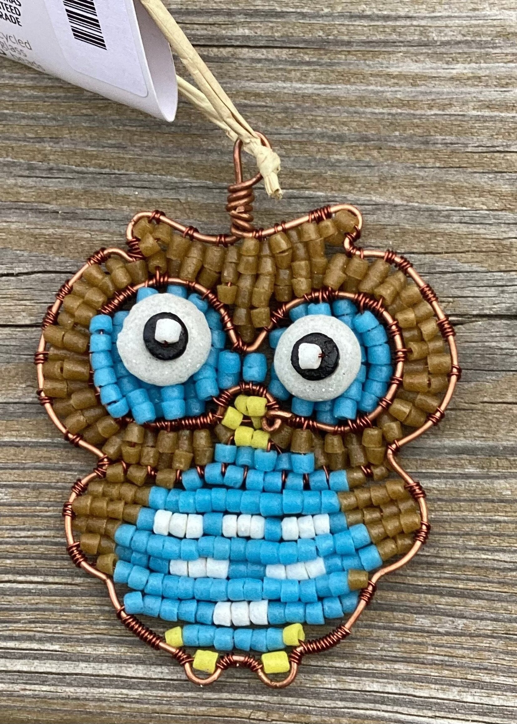 Global Mamas TS Beaded Ornament Brown Owl