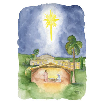 religious christmas watercolors