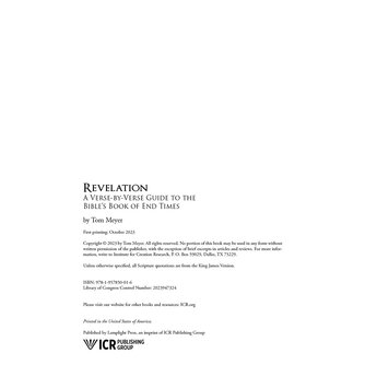 Mr. Tom Meyer Revelation: A Verse-by-Verse Guide - eBook