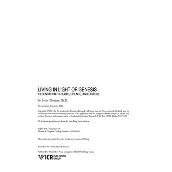 Dr. Brian Thomas Living in Light of Genesis - eBook